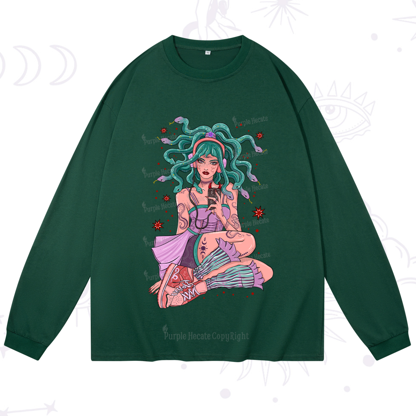 Purplehecate Gorgon Medusa Long Sleeve T-Shirt