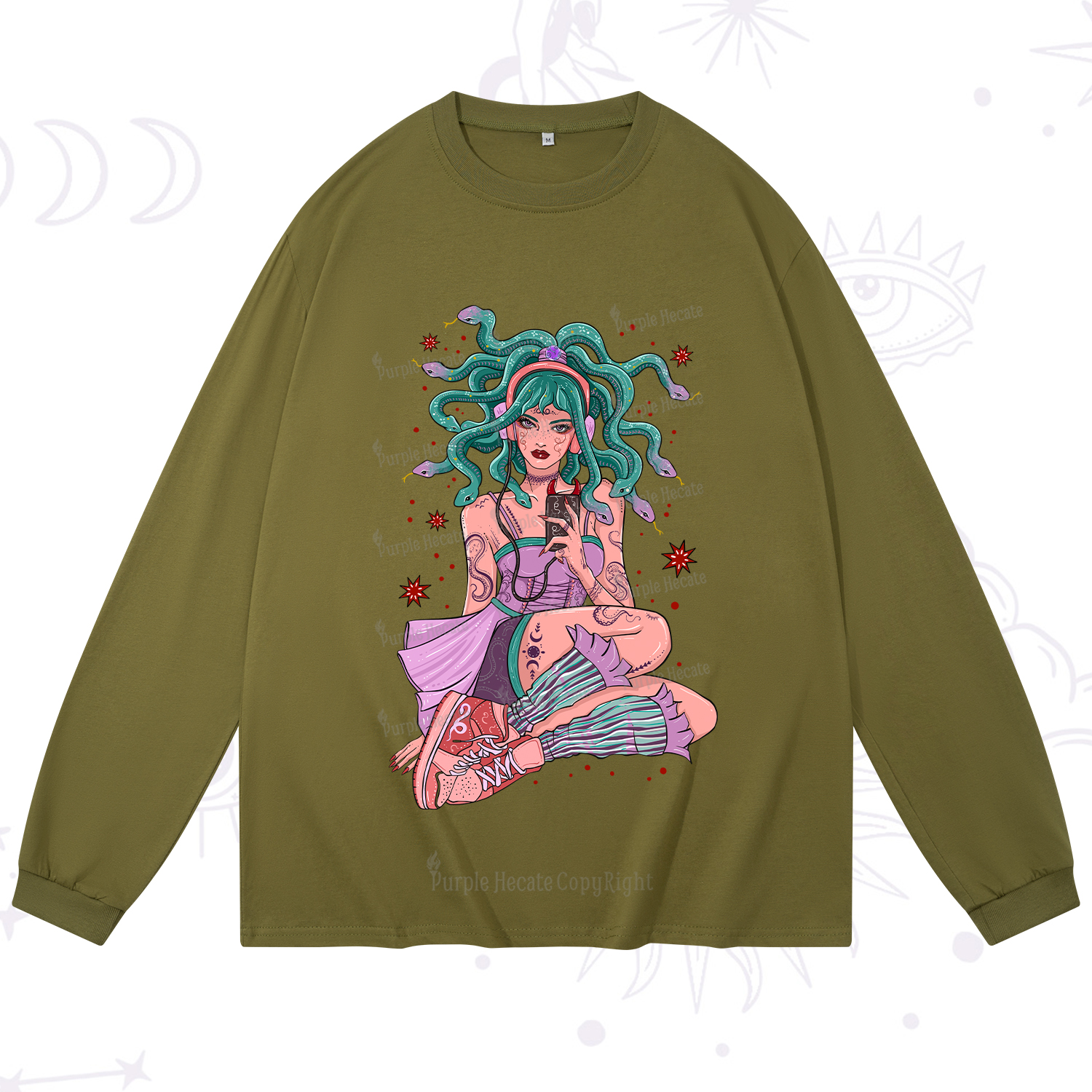 Purplehecate Gorgon Medusa Long Sleeve T-Shirt