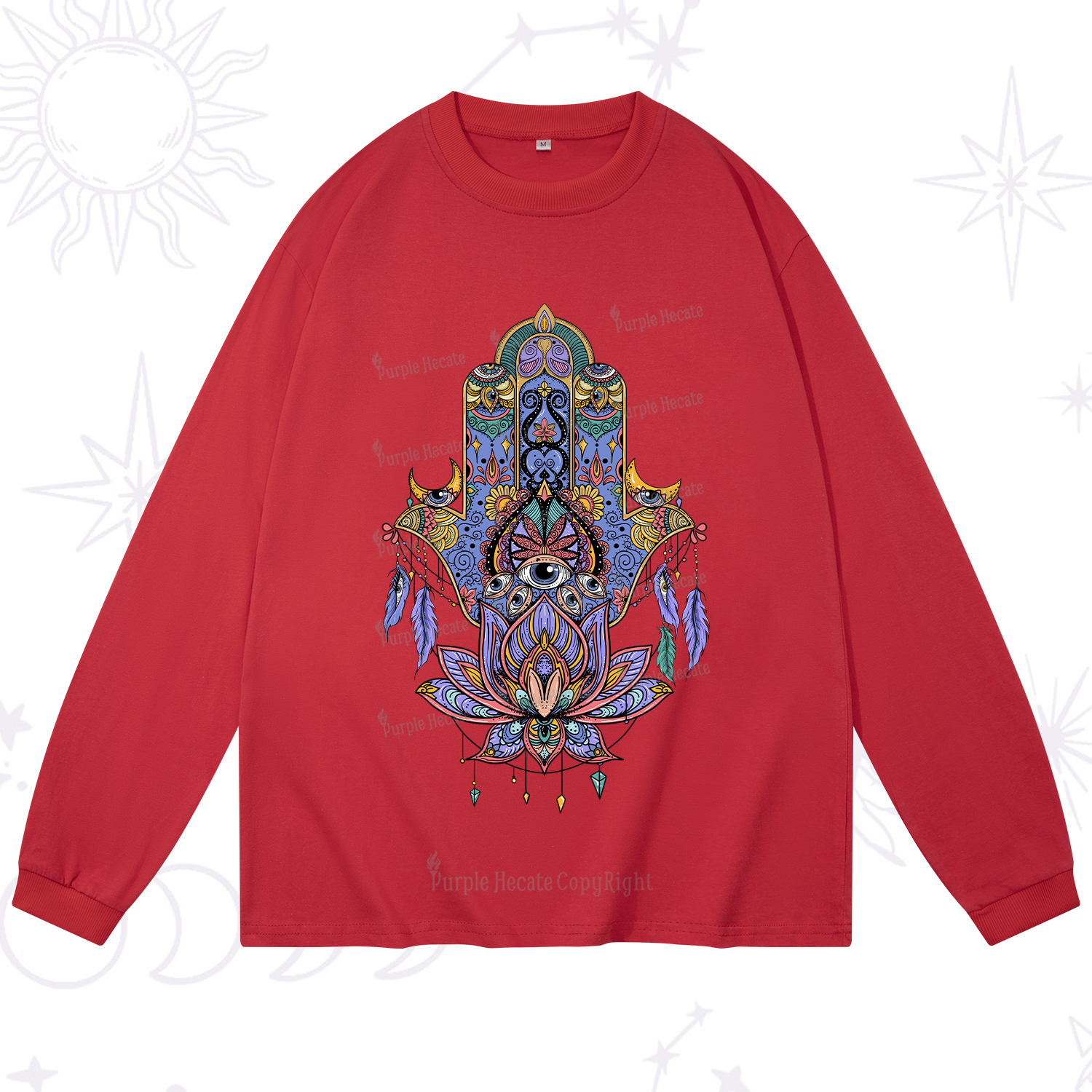 Purplehecate Hamsa Evil Eye Long Sleeve T-Shirt