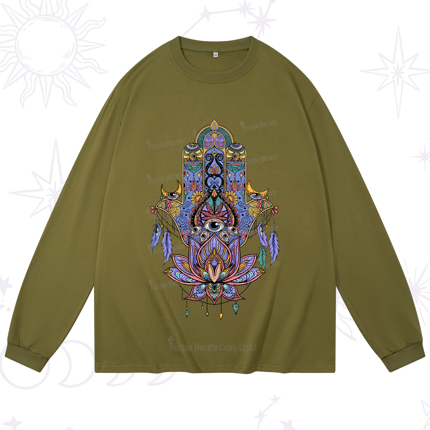 Purplehecate Hamsa Evil Eye Long Sleeve T-Shirt