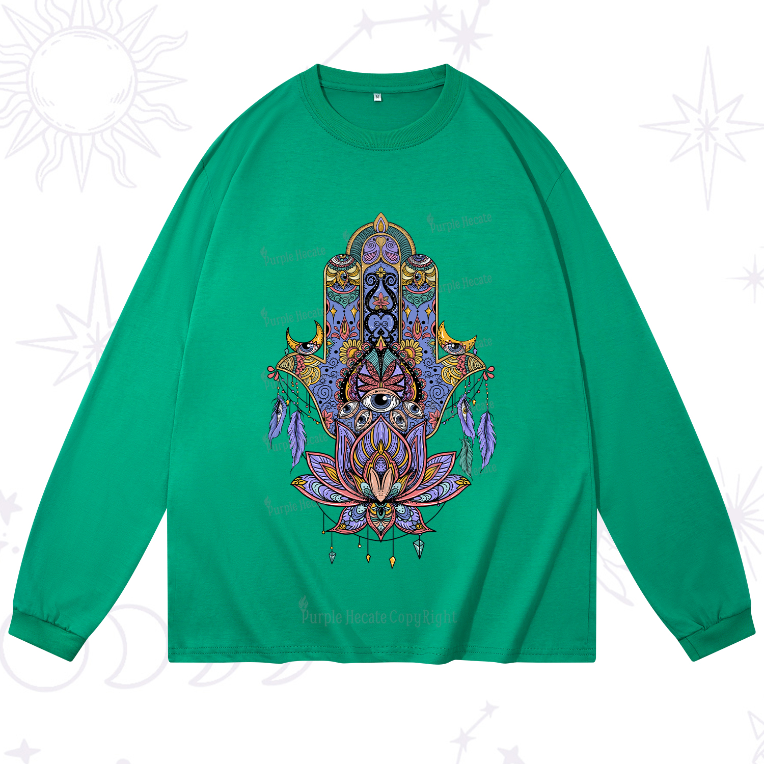 Purplehecate Hamsa Evil Eye Long Sleeve T-Shirt