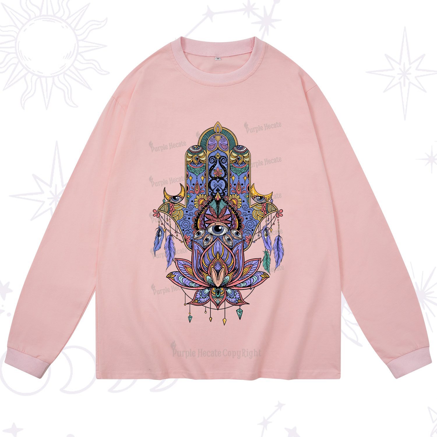 Purplehecate Hamsa Evil Eye Long Sleeve T-Shirt