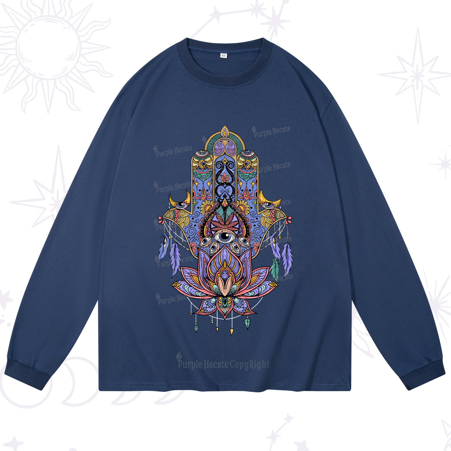 Purplehecate Hamsa Evil Eye Long Sleeve T-Shirt