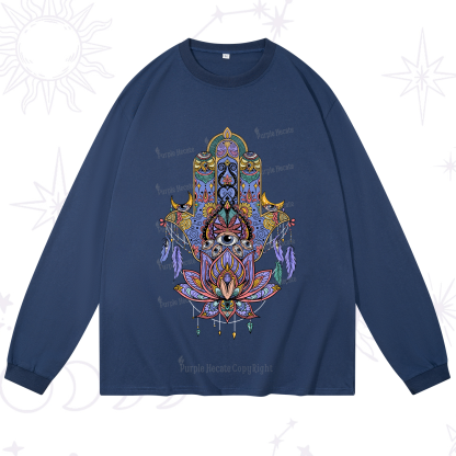 Purplehecate Hamsa Evil Eye Long Sleeve T-Shirt