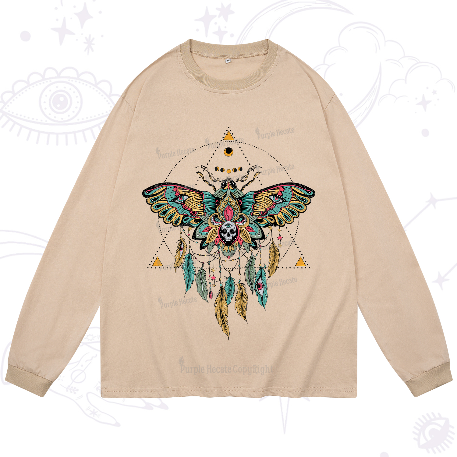 Purplehecate Dreamcatcher Moth Wings Long Sleeve T-Shirt