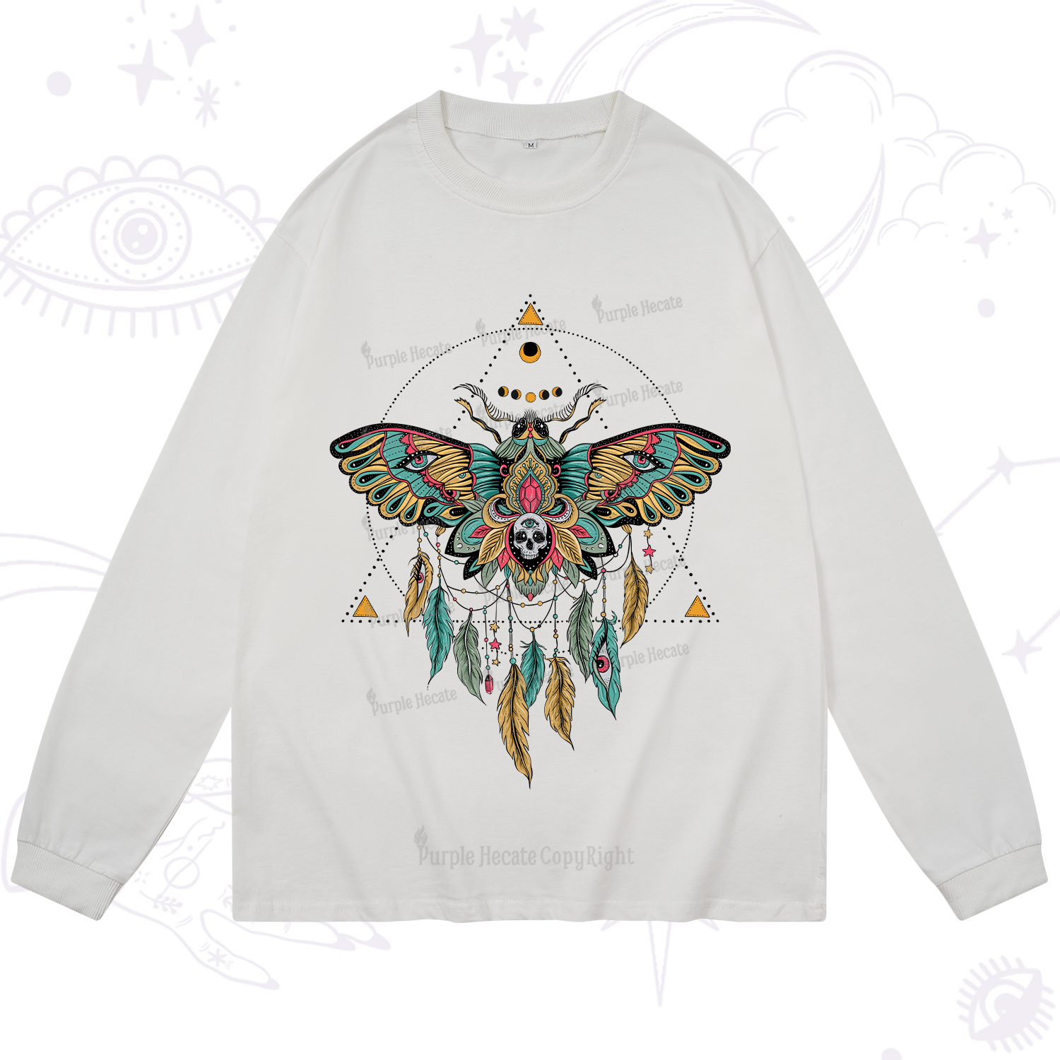 Purplehecate Dreamcatcher Moth Wings Long Sleeve T-Shirt