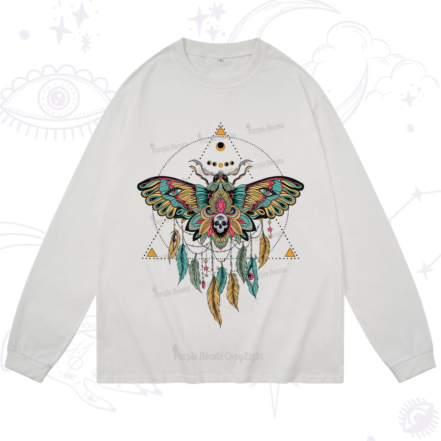 Purplehecate Dreamcatcher Moth Wings Long Sleeve T-Shirt