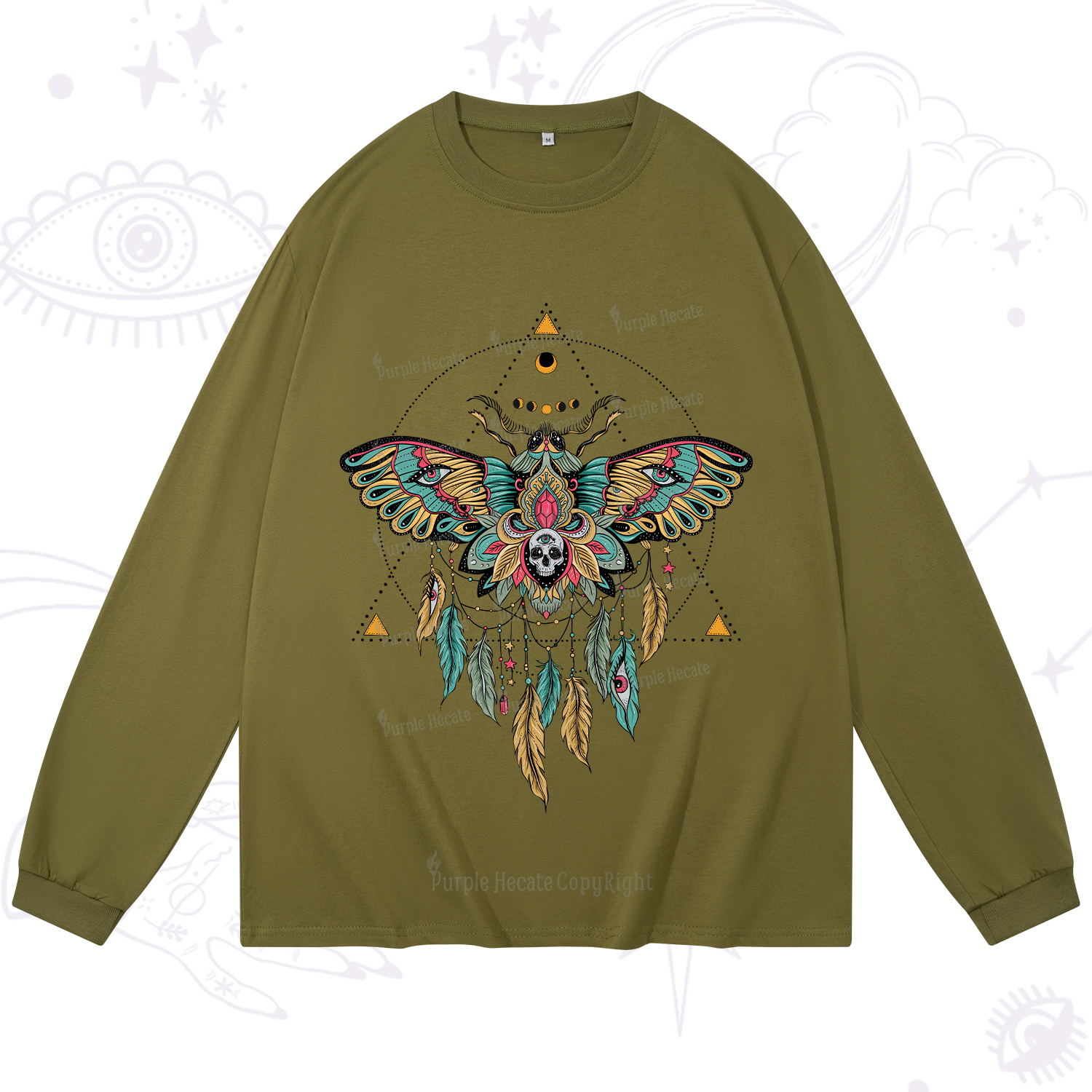 Purplehecate Dreamcatcher Moth Wings Long Sleeve T-Shirt