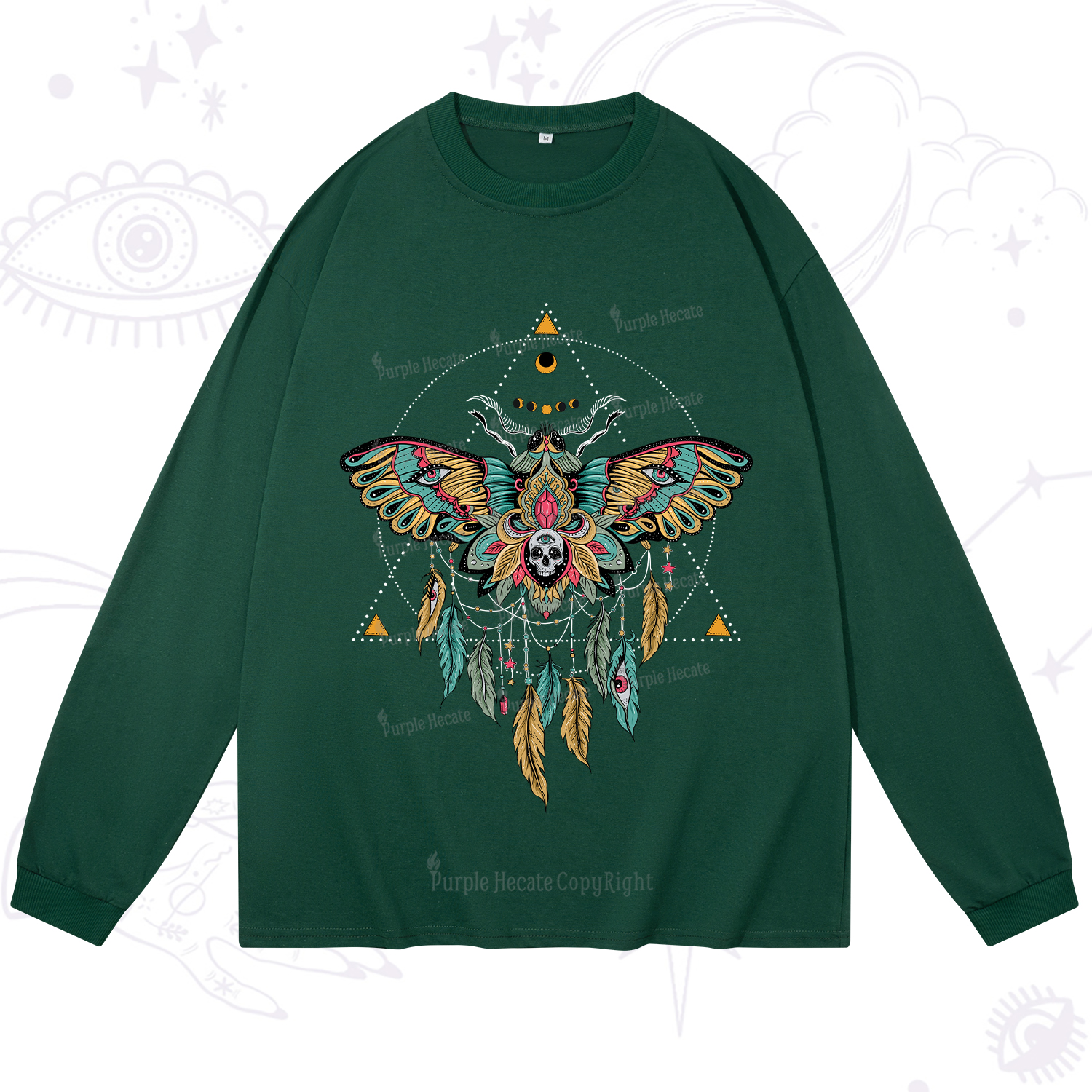 Purplehecate Dreamcatcher Moth Wings Long Sleeve T-Shirt