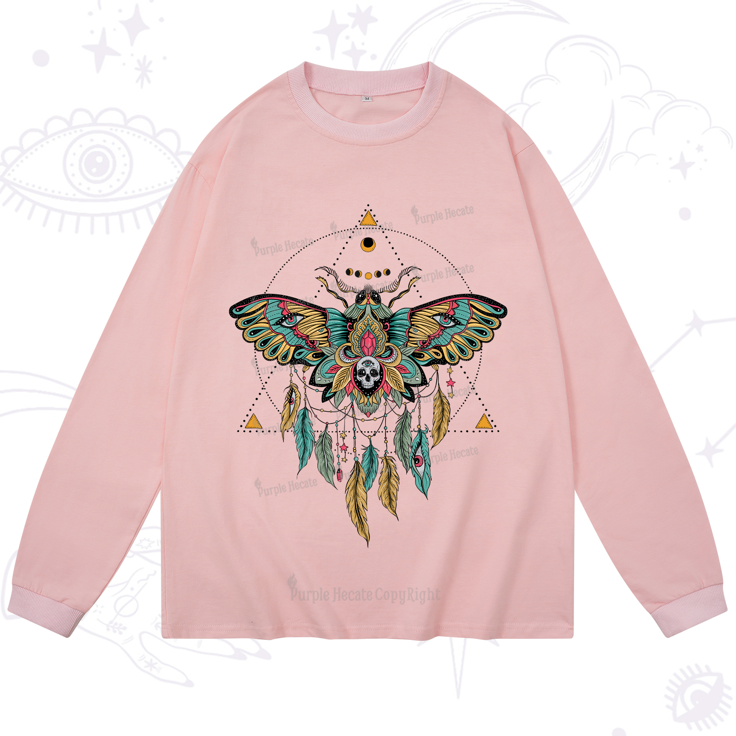 Purplehecate Dreamcatcher Moth Wings Long Sleeve T-Shirt
