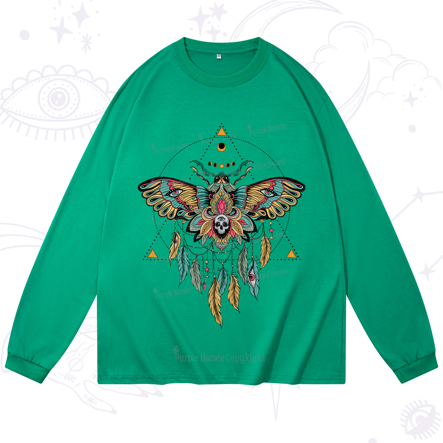 Purplehecate Dreamcatcher Moth Wings Long Sleeve T-Shirt