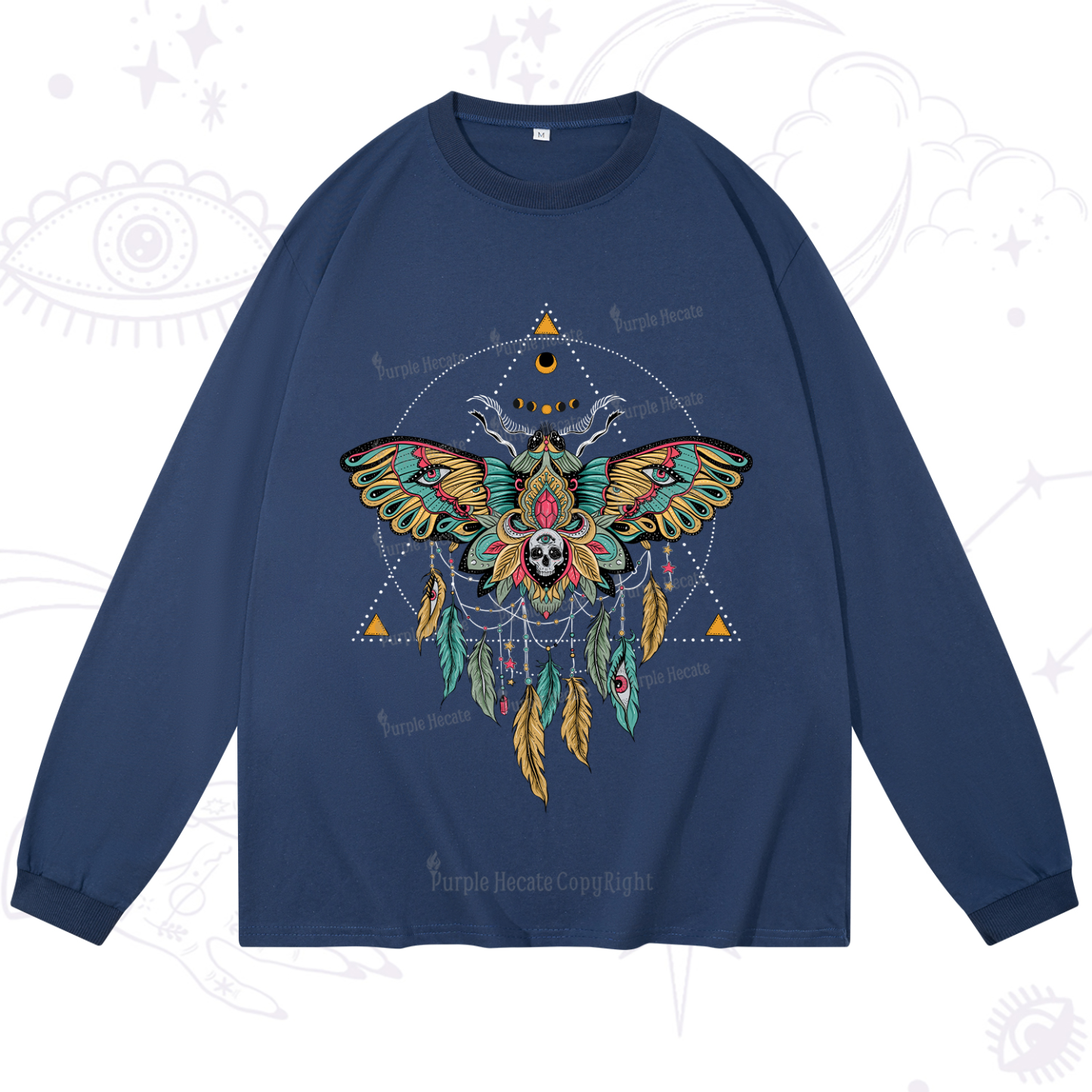 Purplehecate Dreamcatcher Moth Wings Long Sleeve T-Shirt