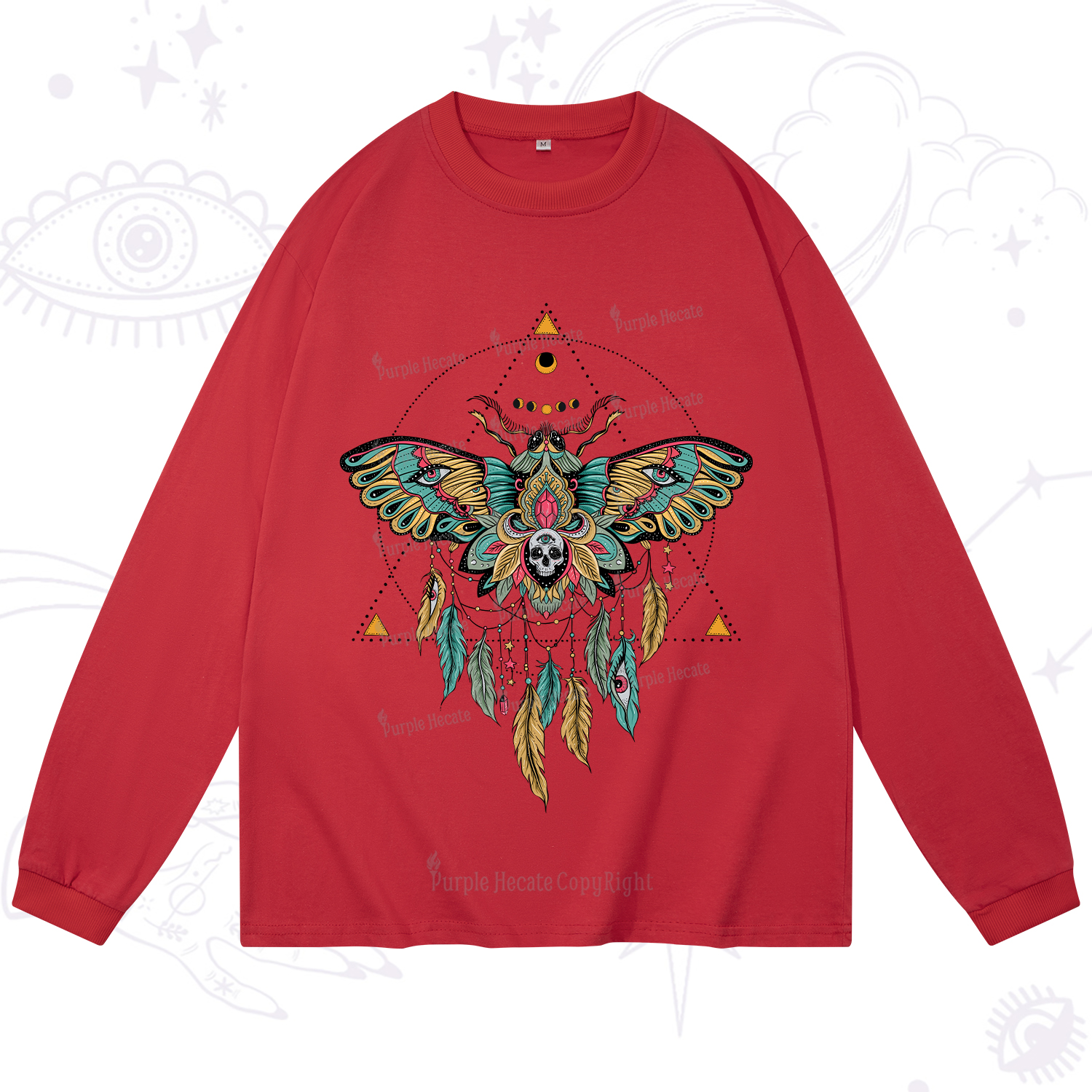 Purplehecate Dreamcatcher Moth Wings Long Sleeve T-Shirt
