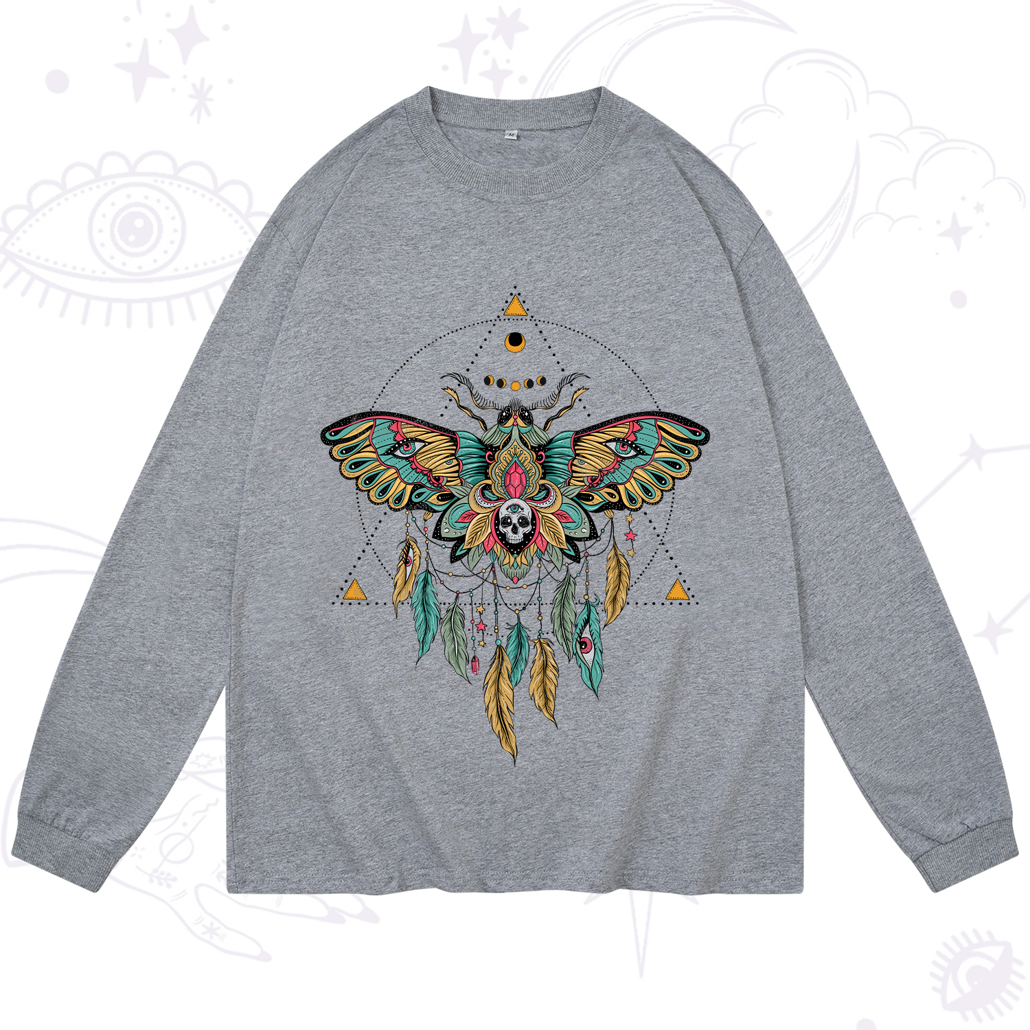 Purplehecate Dreamcatcher Moth Wings Long Sleeve T-Shirt