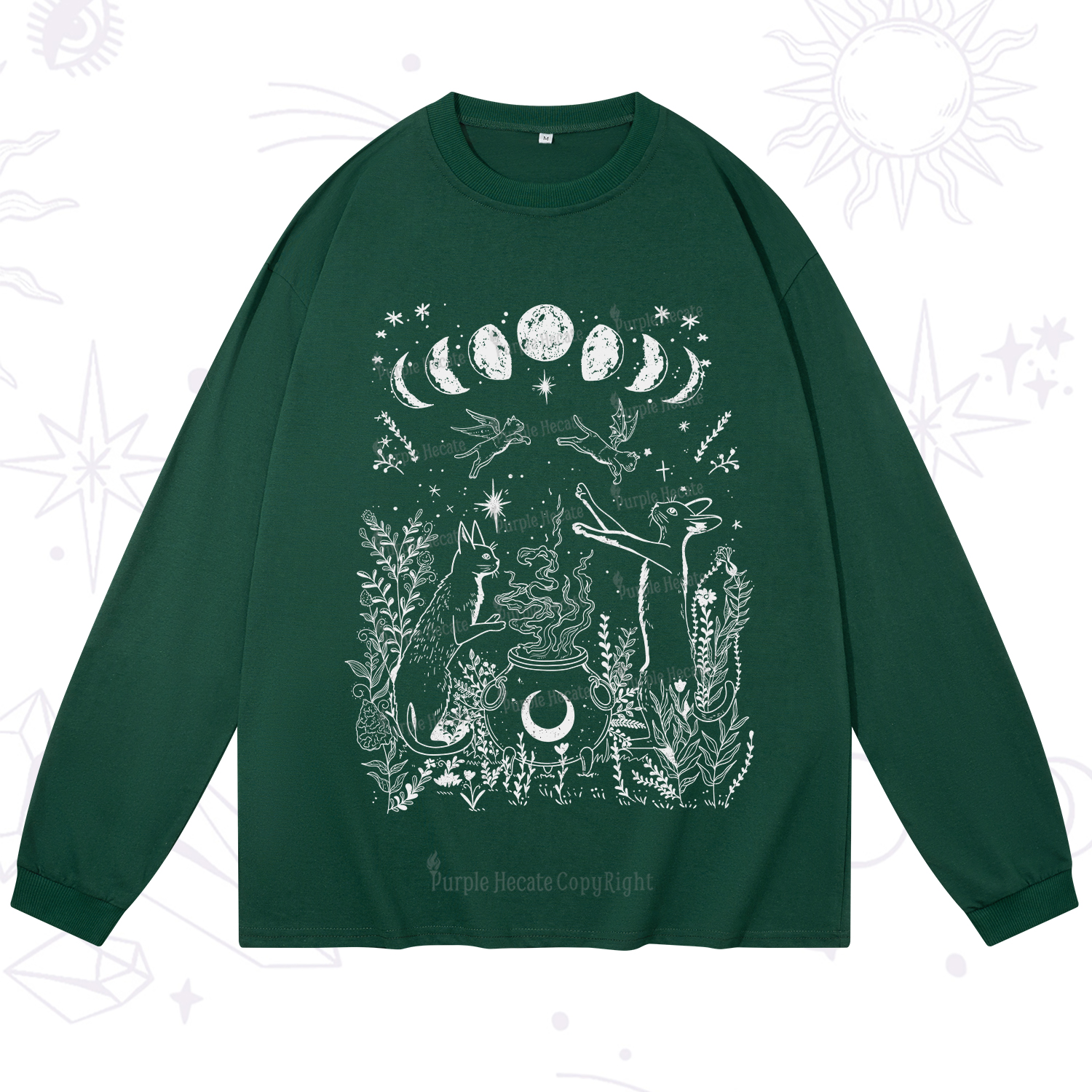 Purplehecate Celestial Cat Long Sleeve T-Shirt