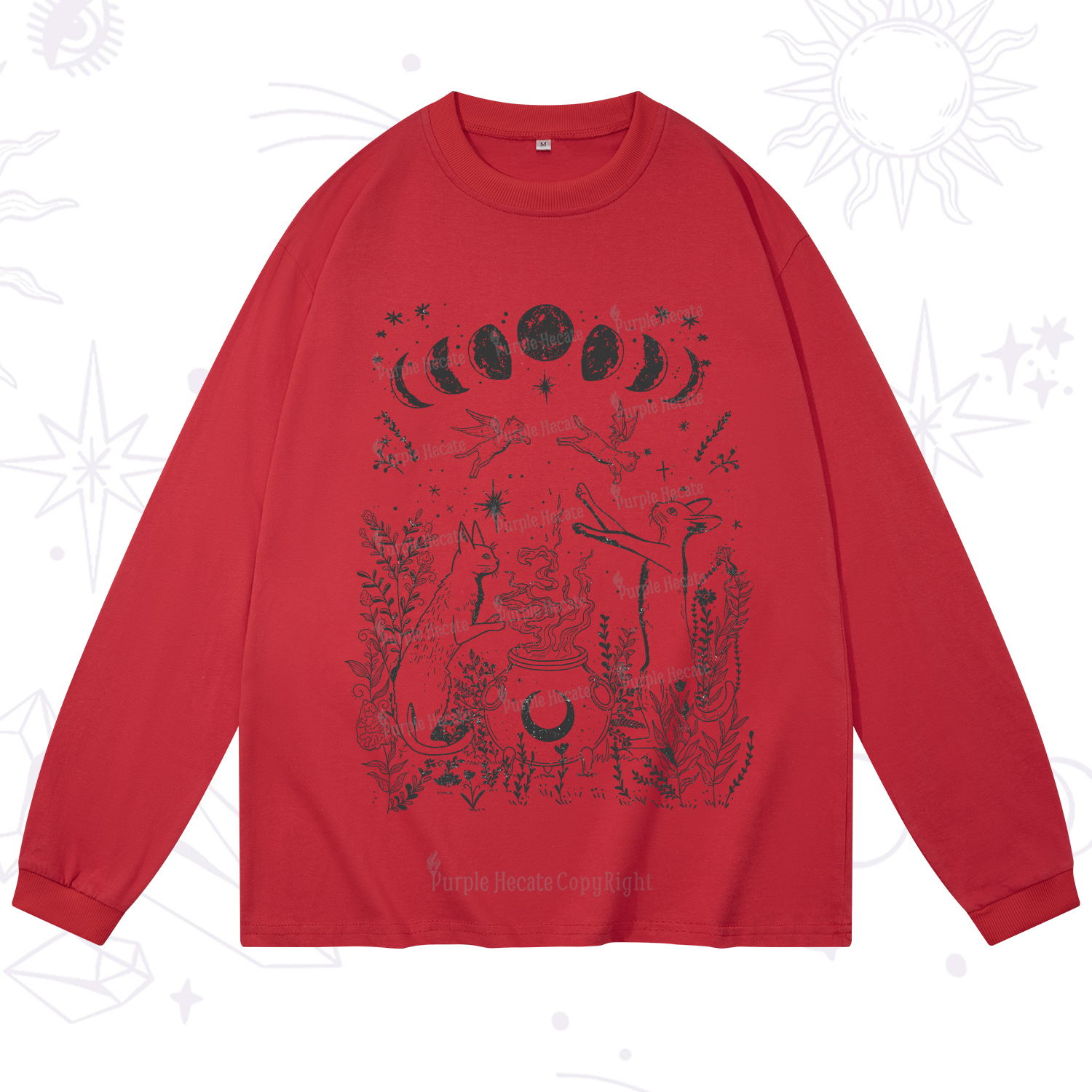 Purplehecate Celestial Cat Long Sleeve T-Shirt