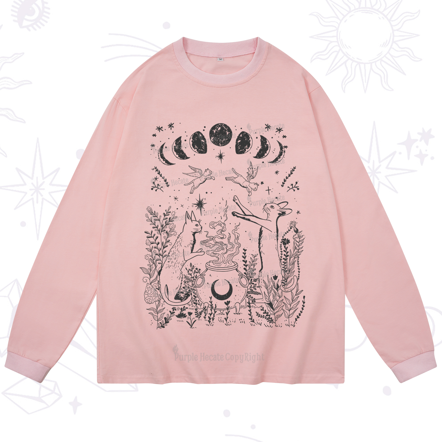 Purplehecate Celestial Cat Long Sleeve T-Shirt