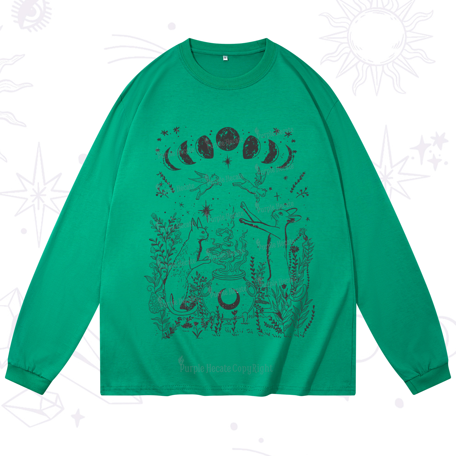 Purplehecate Celestial Cat Long Sleeve T-Shirt