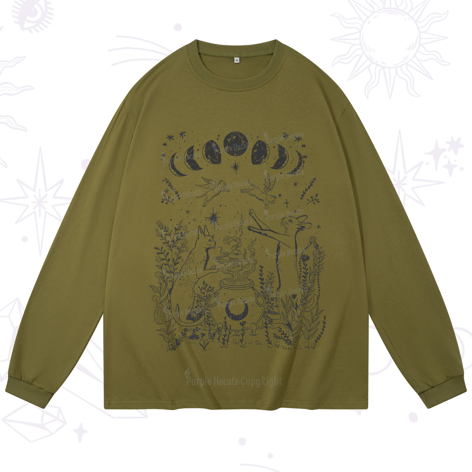 Purplehecate Celestial Cat Long Sleeve T-Shirt