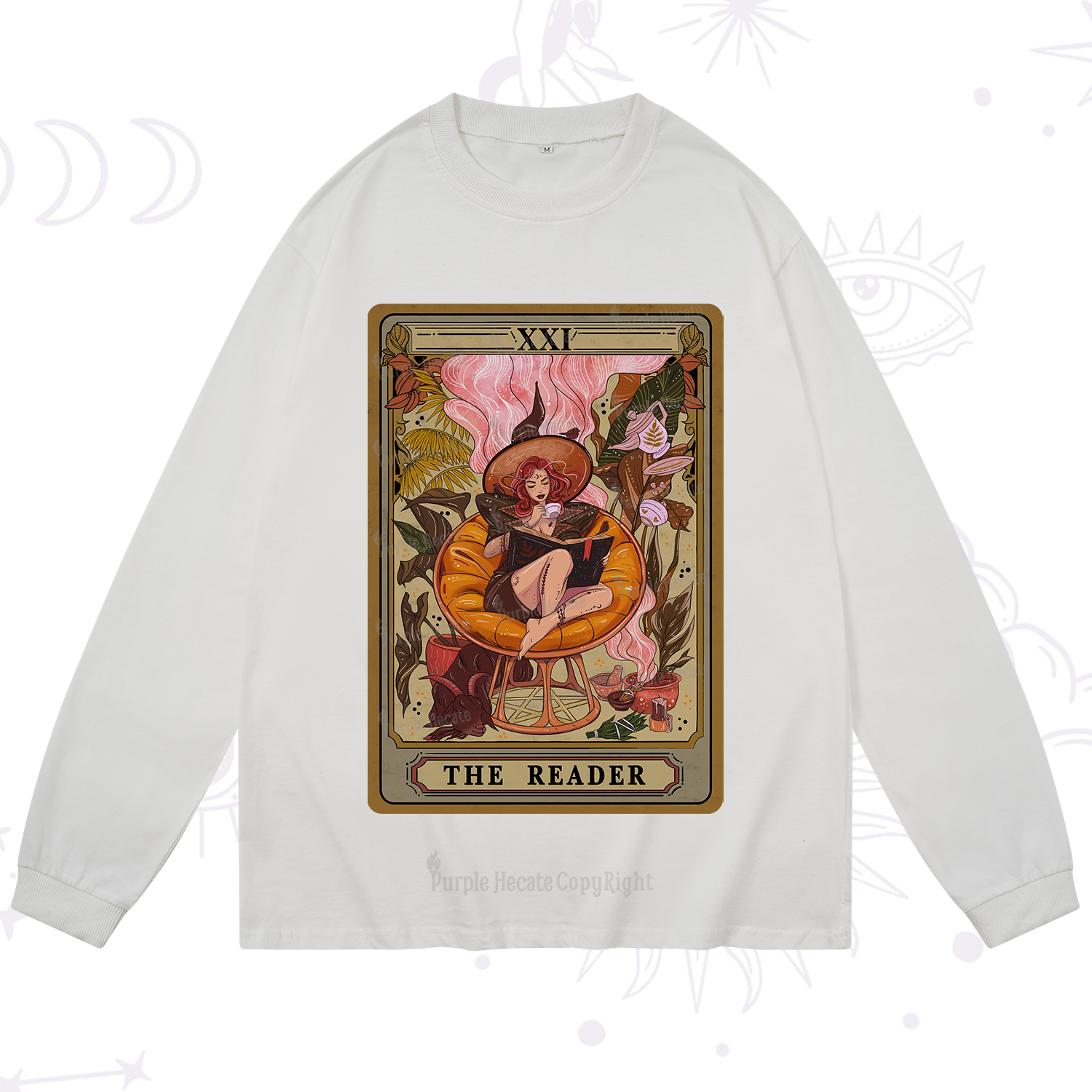 Purplehecate The Reader Tarot Card Long Sleeve T-Shirt