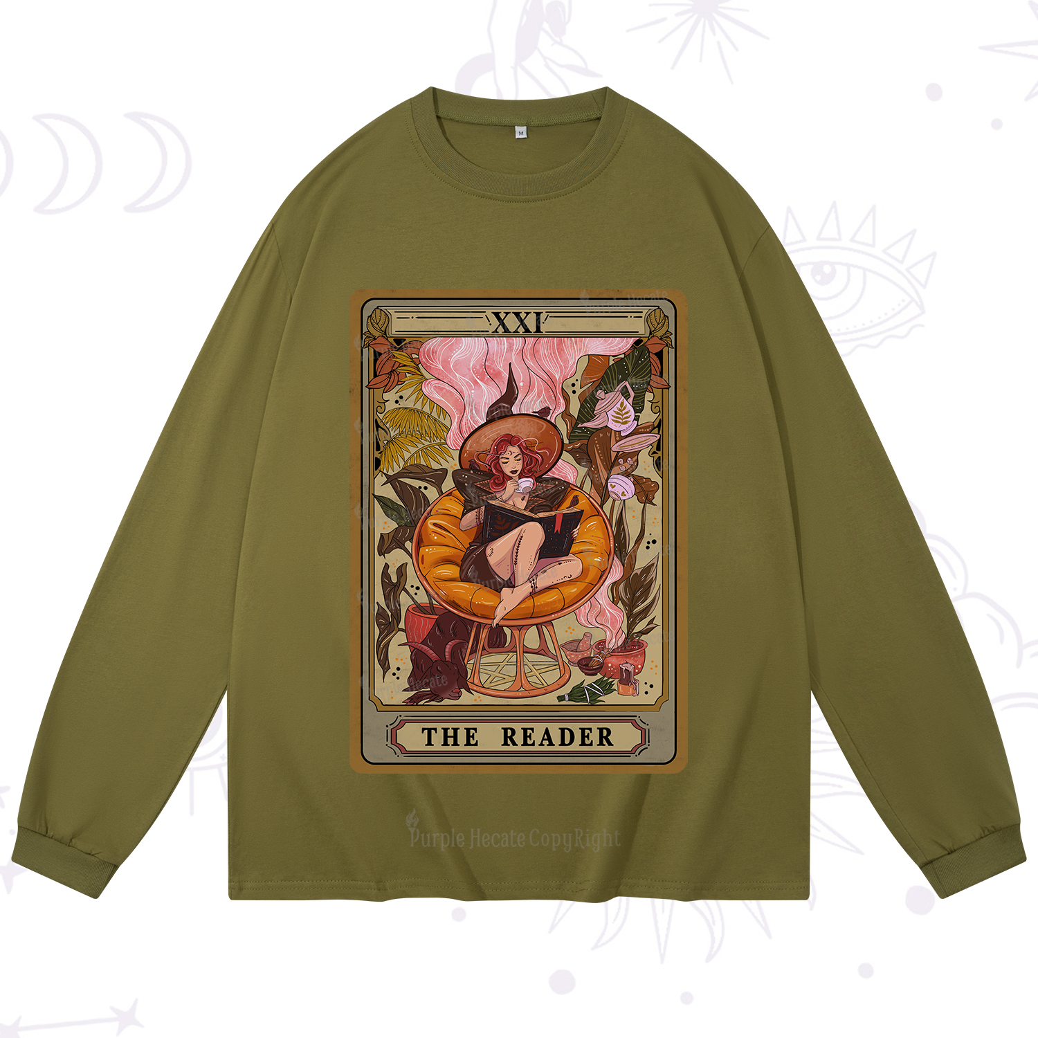Purplehecate The Reader Tarot Card Long Sleeve T-Shirt