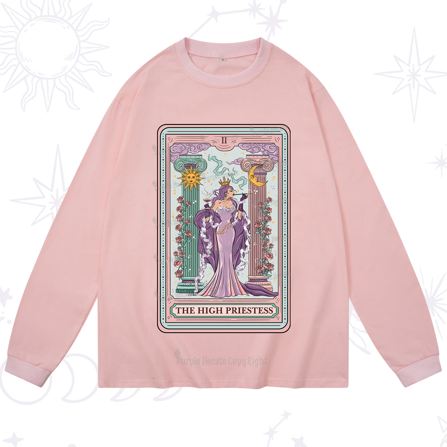 Purplehecate The High Priestess Tarot Card Long Sleeve T-Shirt