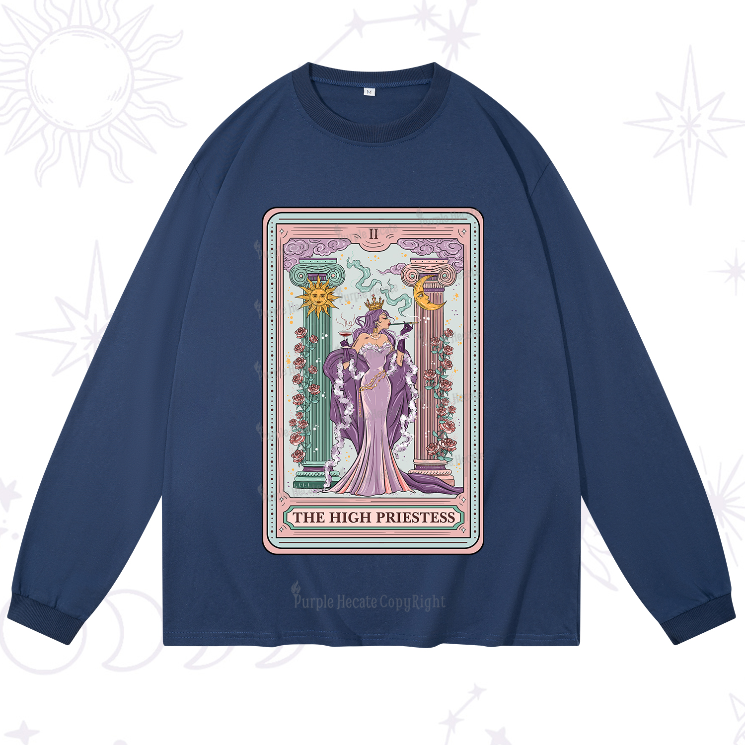 Purplehecate The High Priestess Tarot Card Long Sleeve T-Shirt
