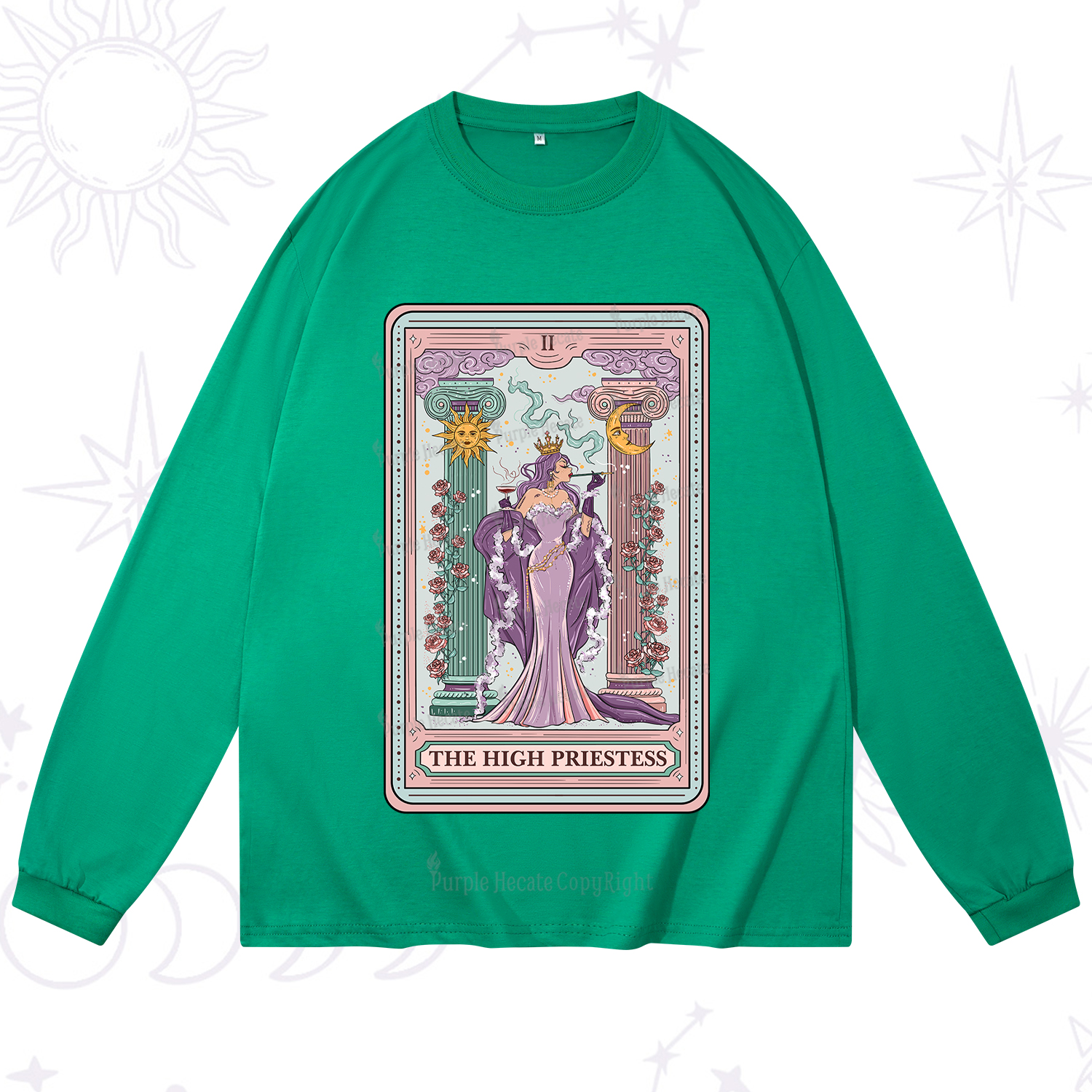Purplehecate The High Priestess Tarot Card Long Sleeve T-Shirt
