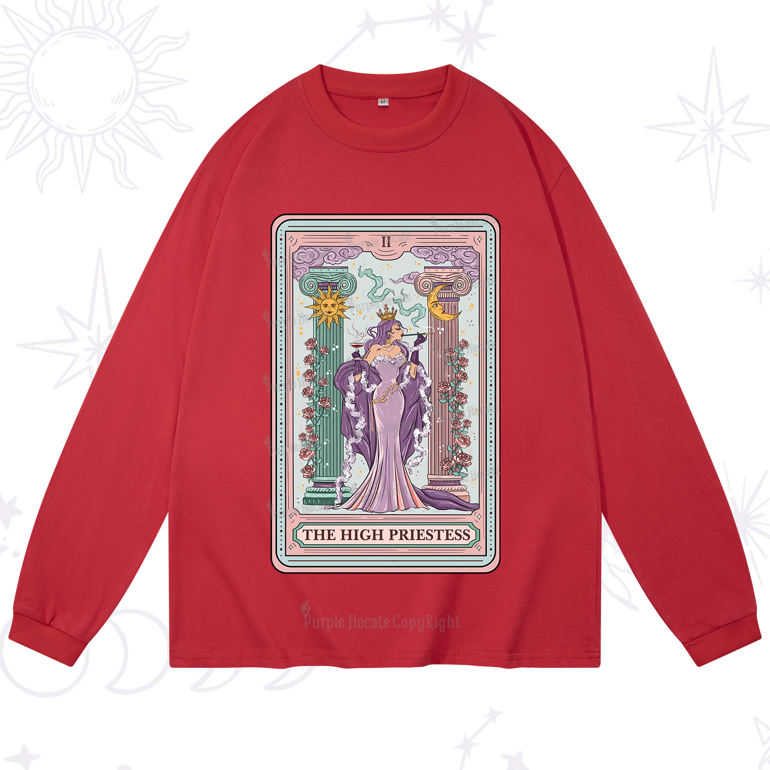 Purplehecate The High Priestess Tarot Card Long Sleeve T-Shirt