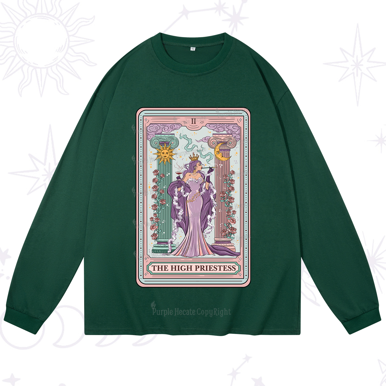 Purplehecate The High Priestess Tarot Card Long Sleeve T-Shirt