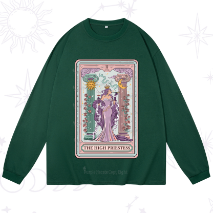 Purplehecate The High Priestess Tarot Card Long Sleeve T-Shirt