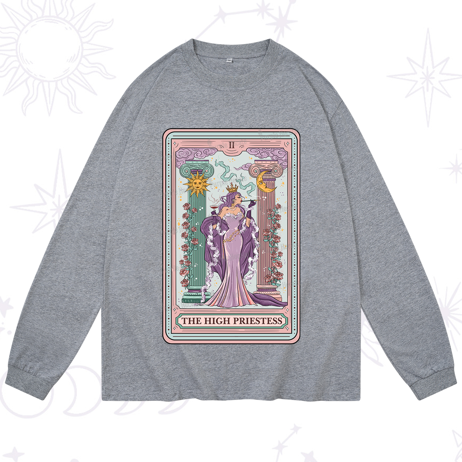 Purplehecate The High Priestess Tarot Card Long Sleeve T-Shirt