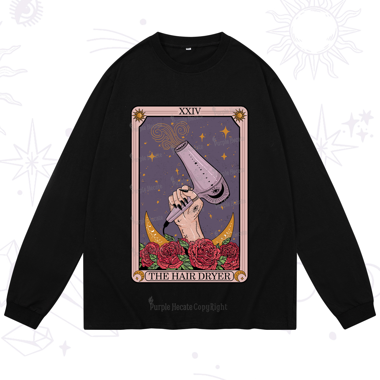 Purplehecate The Hair Dryer Tarot Long Sleeve T-Shirt