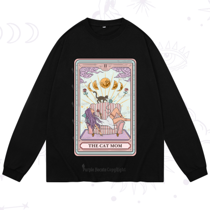 Purplehecate The Cat Mom Tarot Long Sleeve T-Shirt
