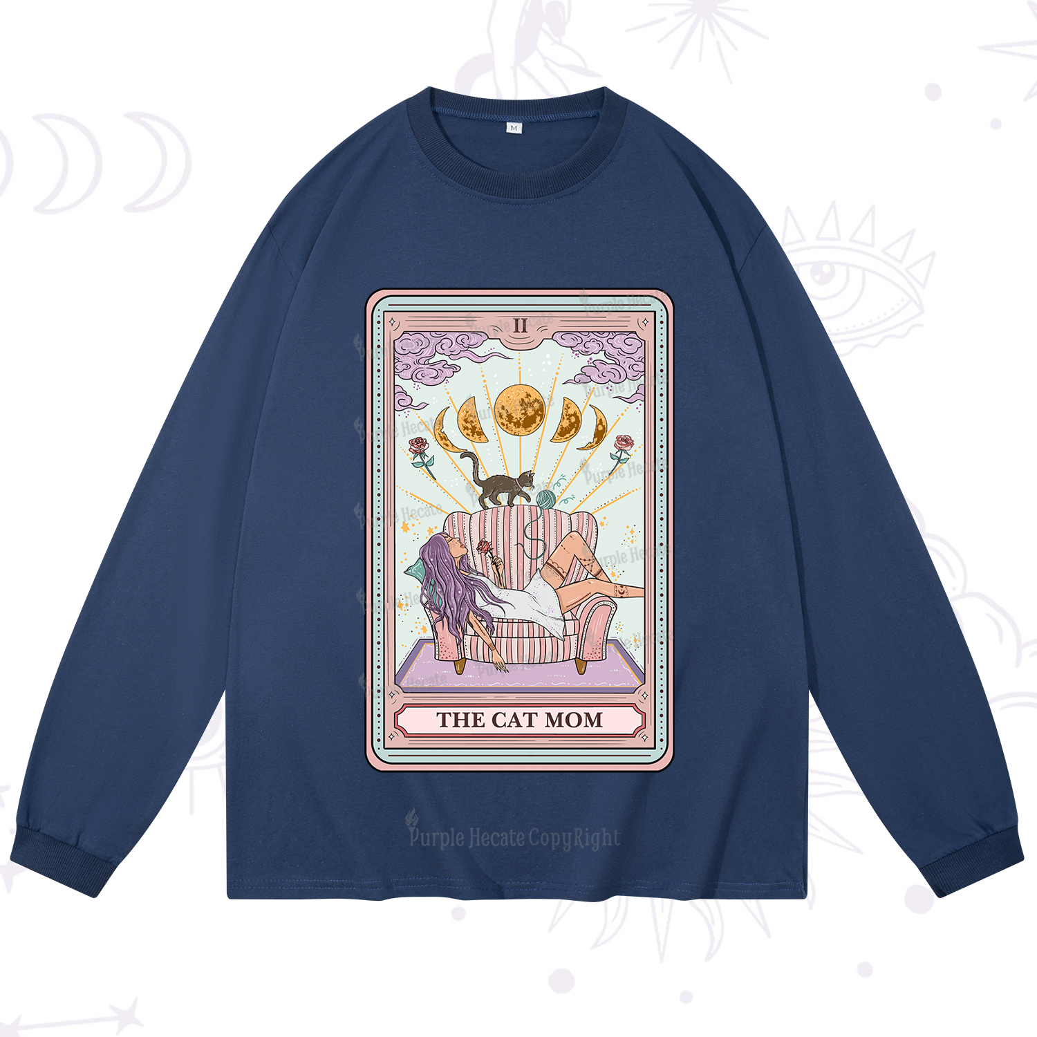 Purplehecate The Cat Mom Tarot Long Sleeve T-Shirt