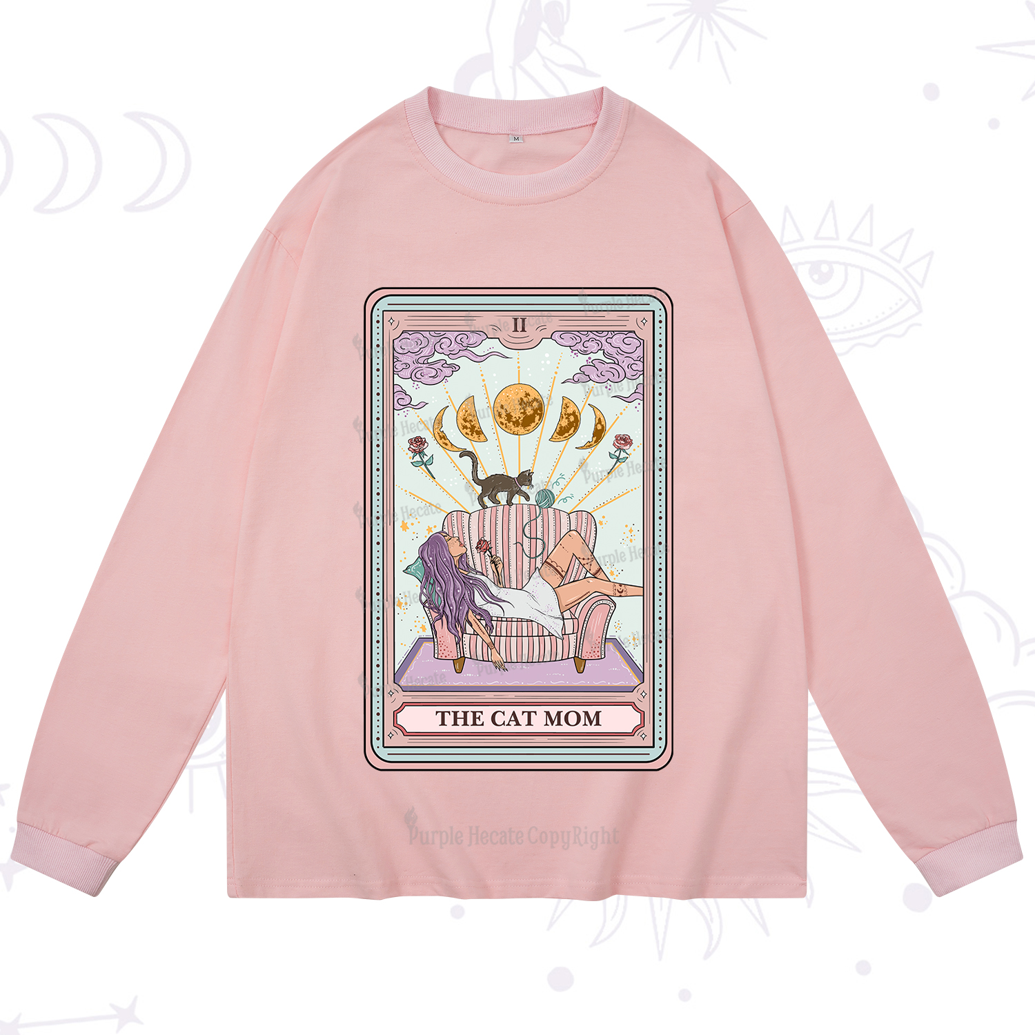 Purplehecate The Cat Mom Tarot Long Sleeve T-Shirt