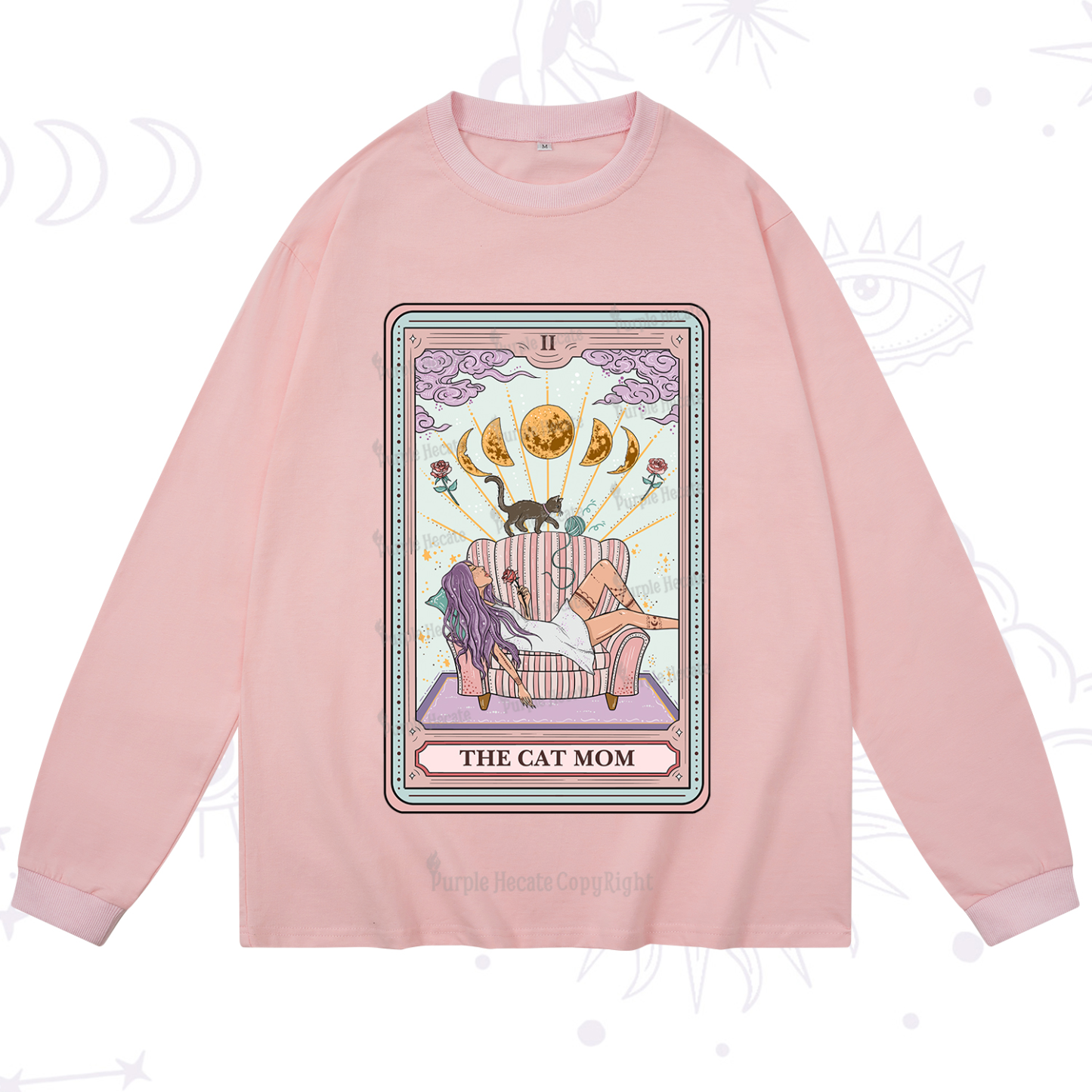 Purplehecate The Cat Mom Tarot Long Sleeve T-Shirt