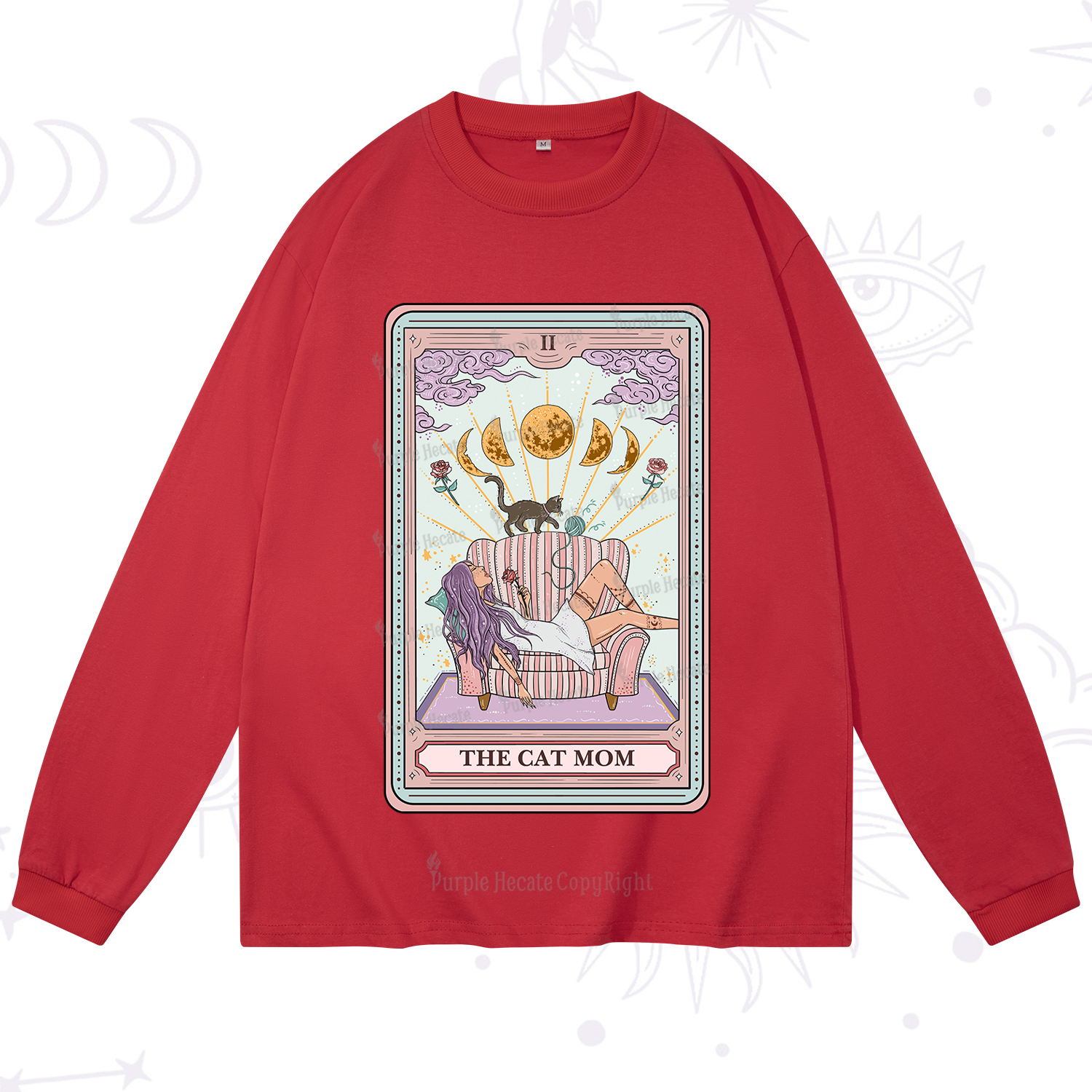 Purplehecate The Cat Mom Tarot Long Sleeve T-Shirt
