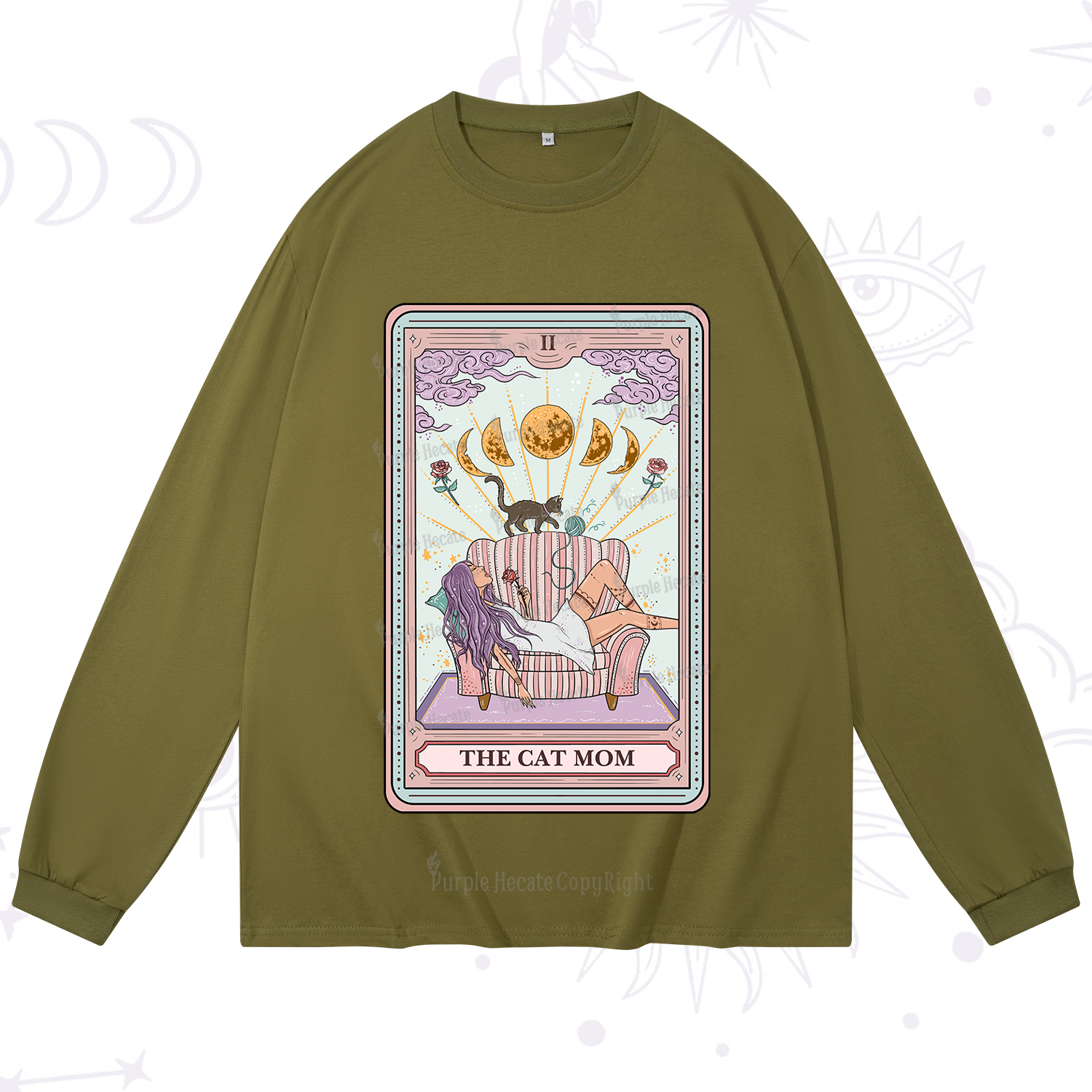 Purplehecate The Cat Mom Tarot Long Sleeve T-Shirt