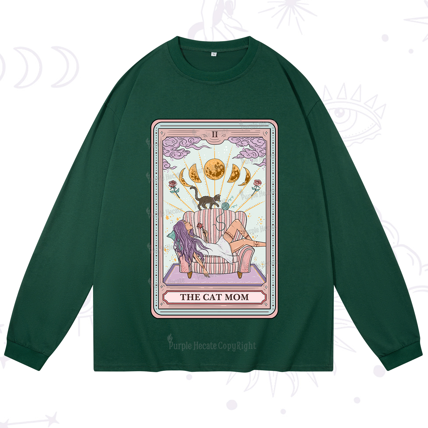 Purplehecate The Cat Mom Tarot Long Sleeve T-Shirt