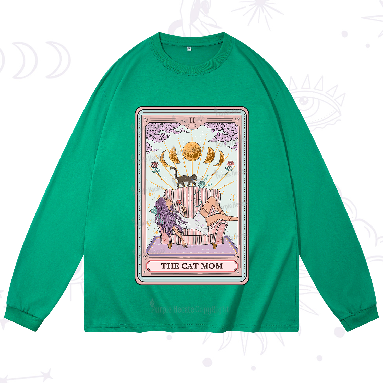 Purplehecate The Cat Mom Tarot Long Sleeve T-Shirt