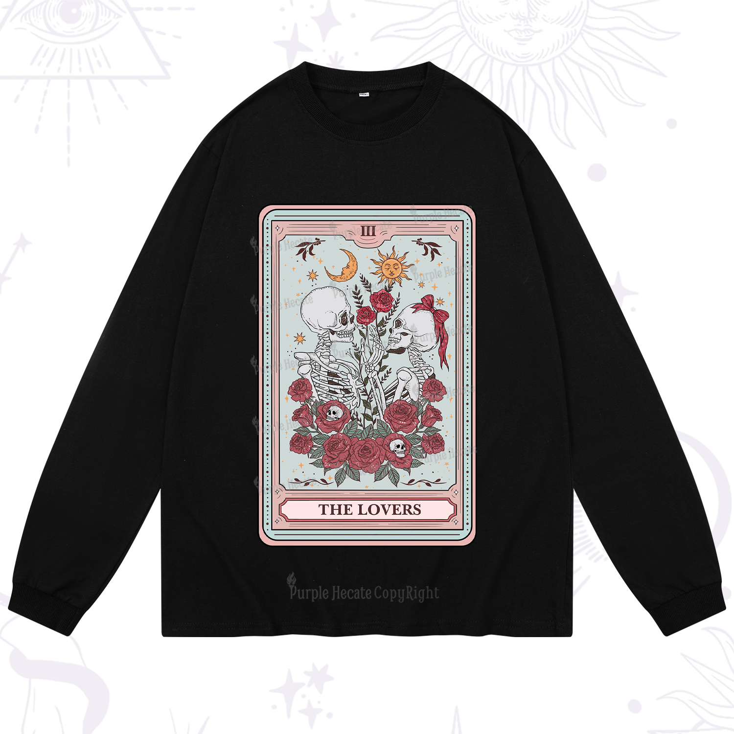 Purplehecate The Lovers Skeleton Tarot Long Sleeve T-Shirt