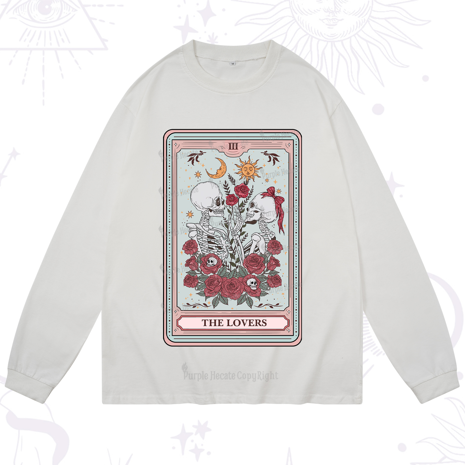 Purplehecate The Lovers Skeleton Tarot Long Sleeve T-Shirt
