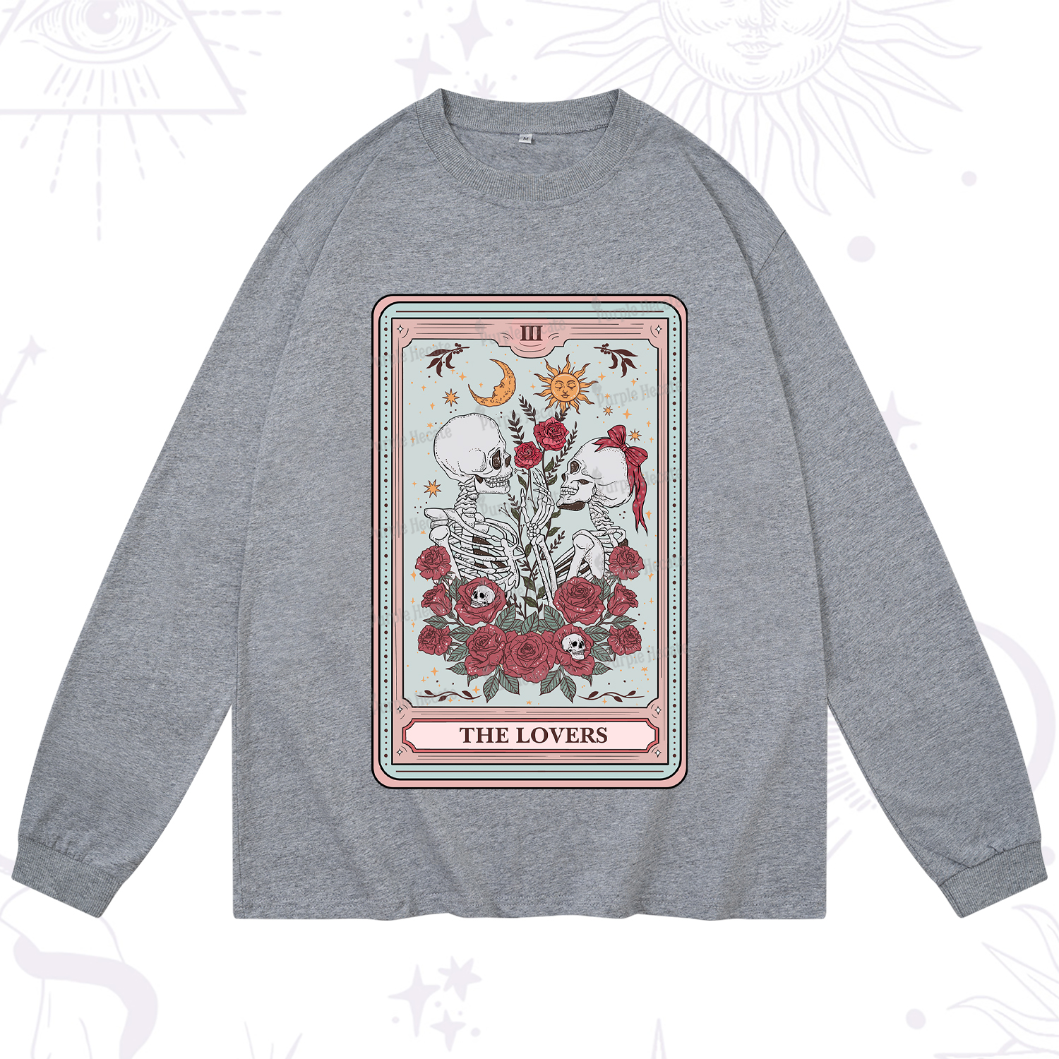 Purplehecate The Lovers Skeleton Tarot Long Sleeve T-Shirt