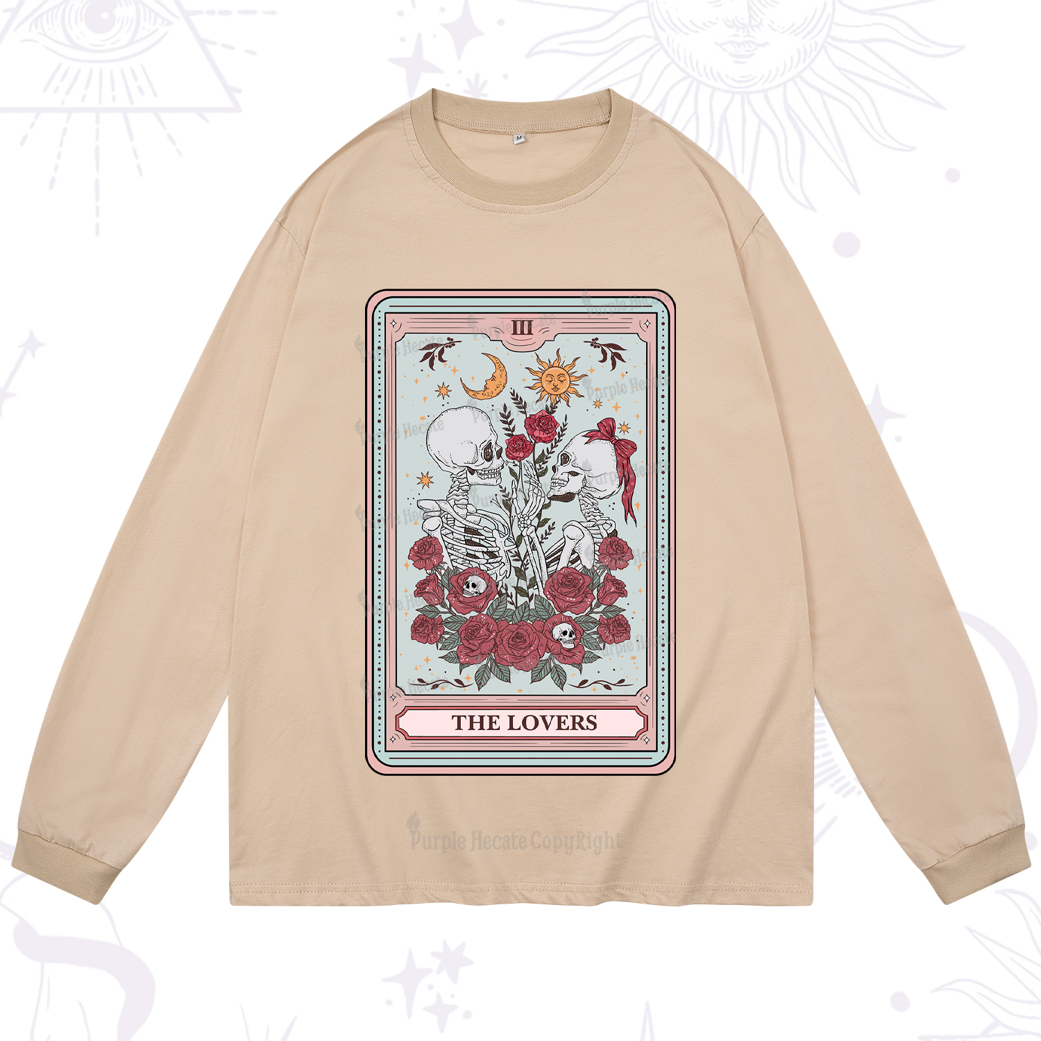 Purplehecate The Lovers Skeleton Tarot Long Sleeve T-Shirt