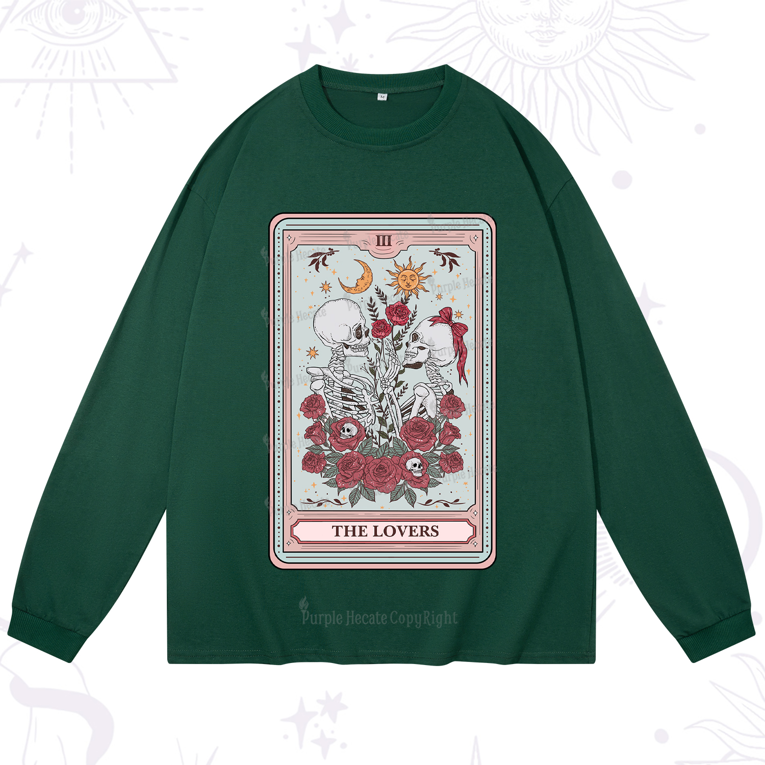 Purplehecate The Lovers Skeleton Tarot Long Sleeve T-Shirt