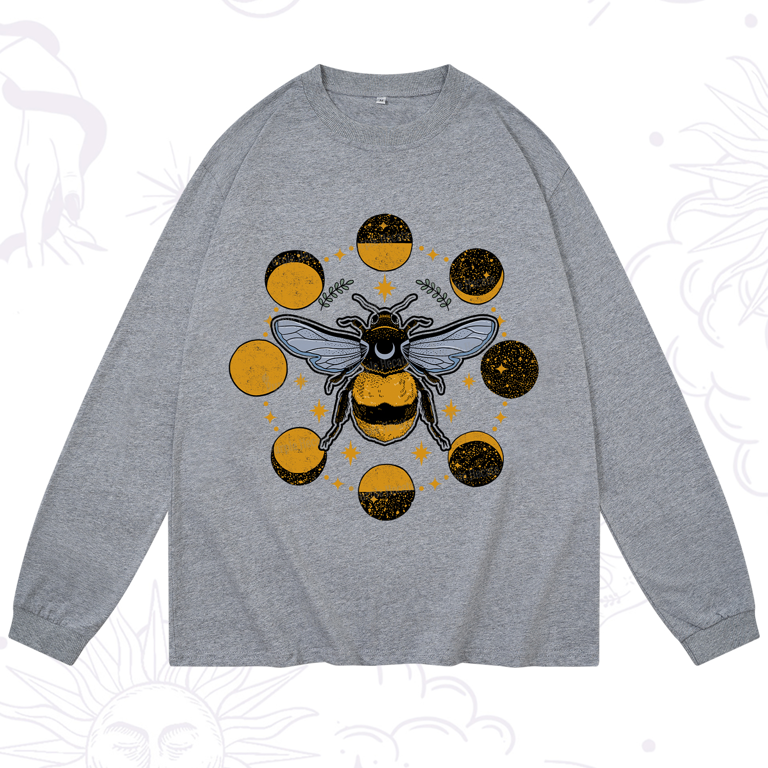 Purplehecate Phases of the Moon Bee Long Sleeve T-Shirt