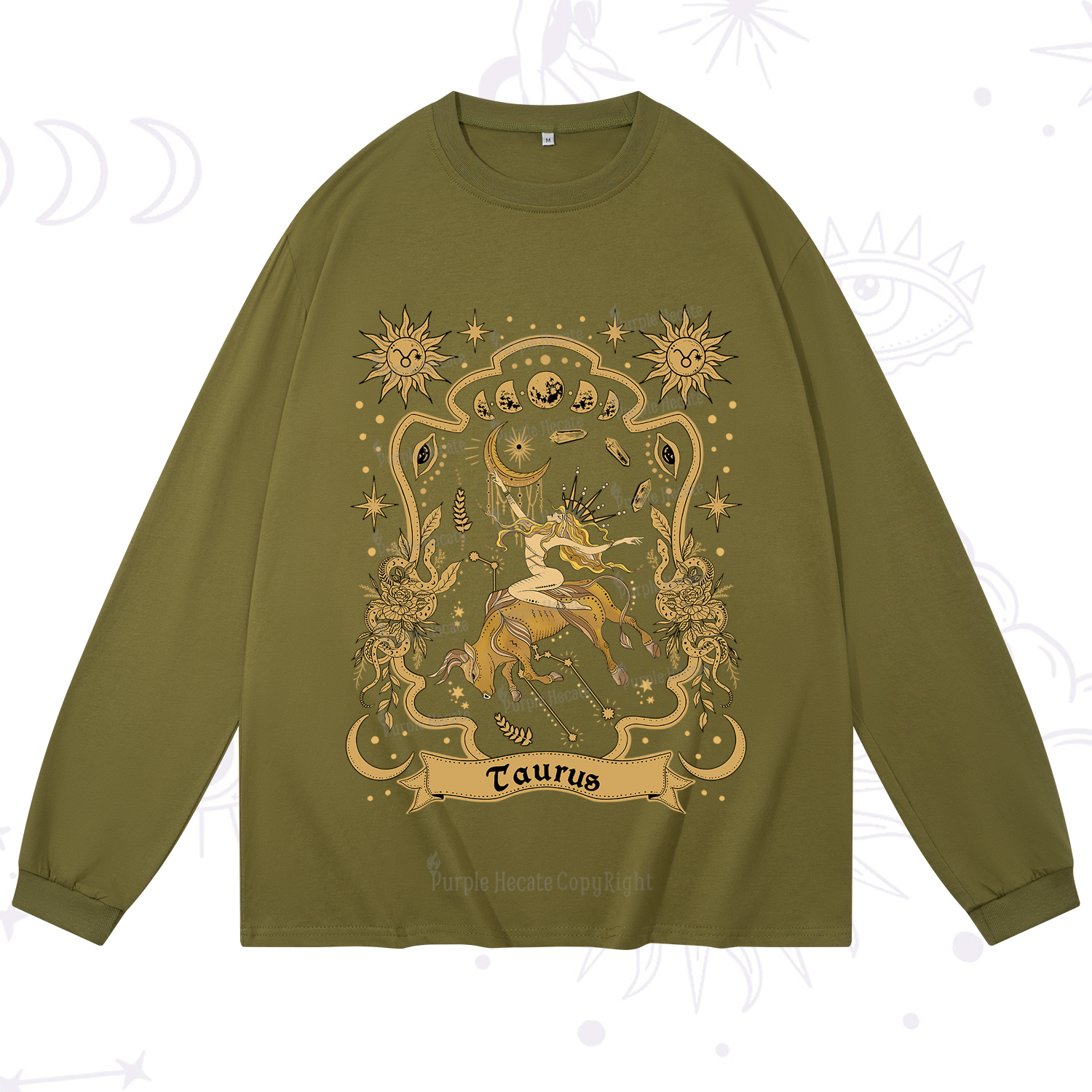 Purplehecate Taurus' Astral Mirage Zodiac Long Sleeve T-Shirt
