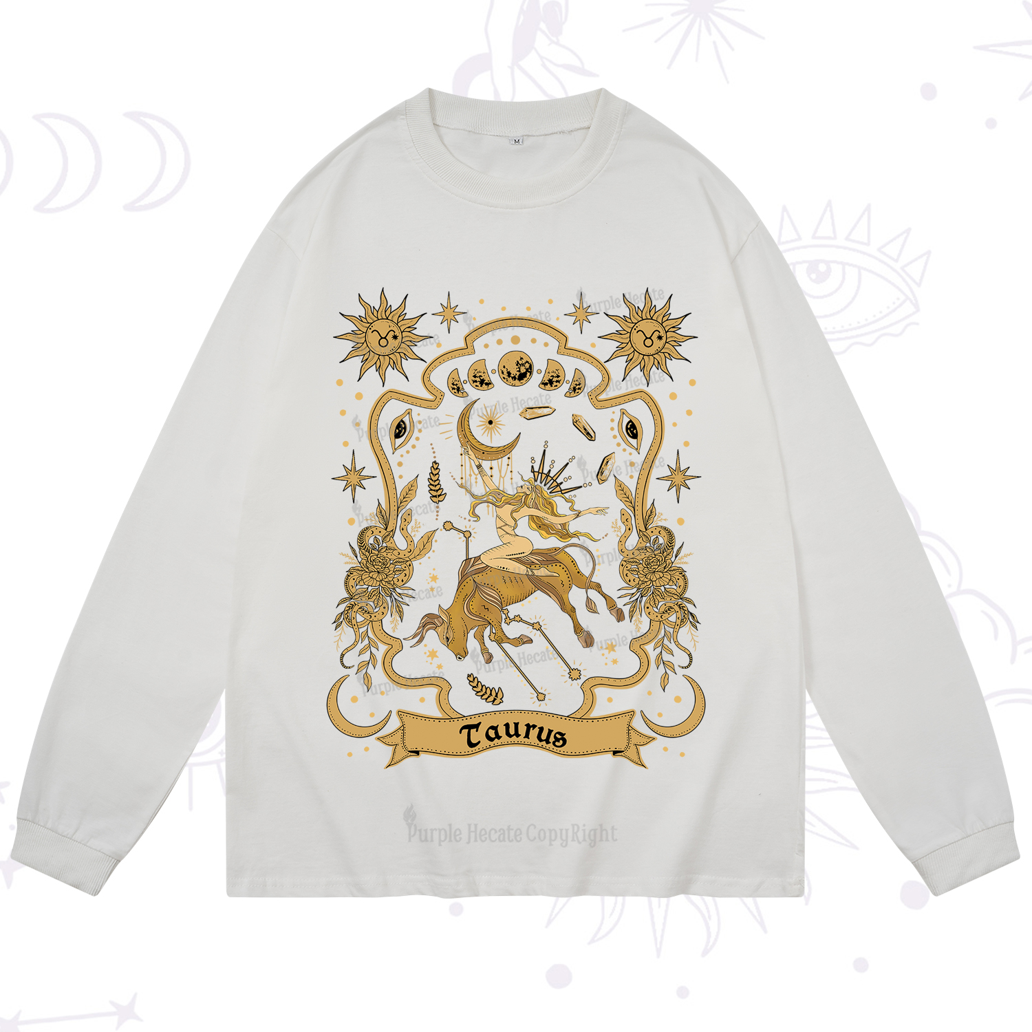 Purplehecate Taurus' Astral Mirage Zodiac Long Sleeve T-Shirt