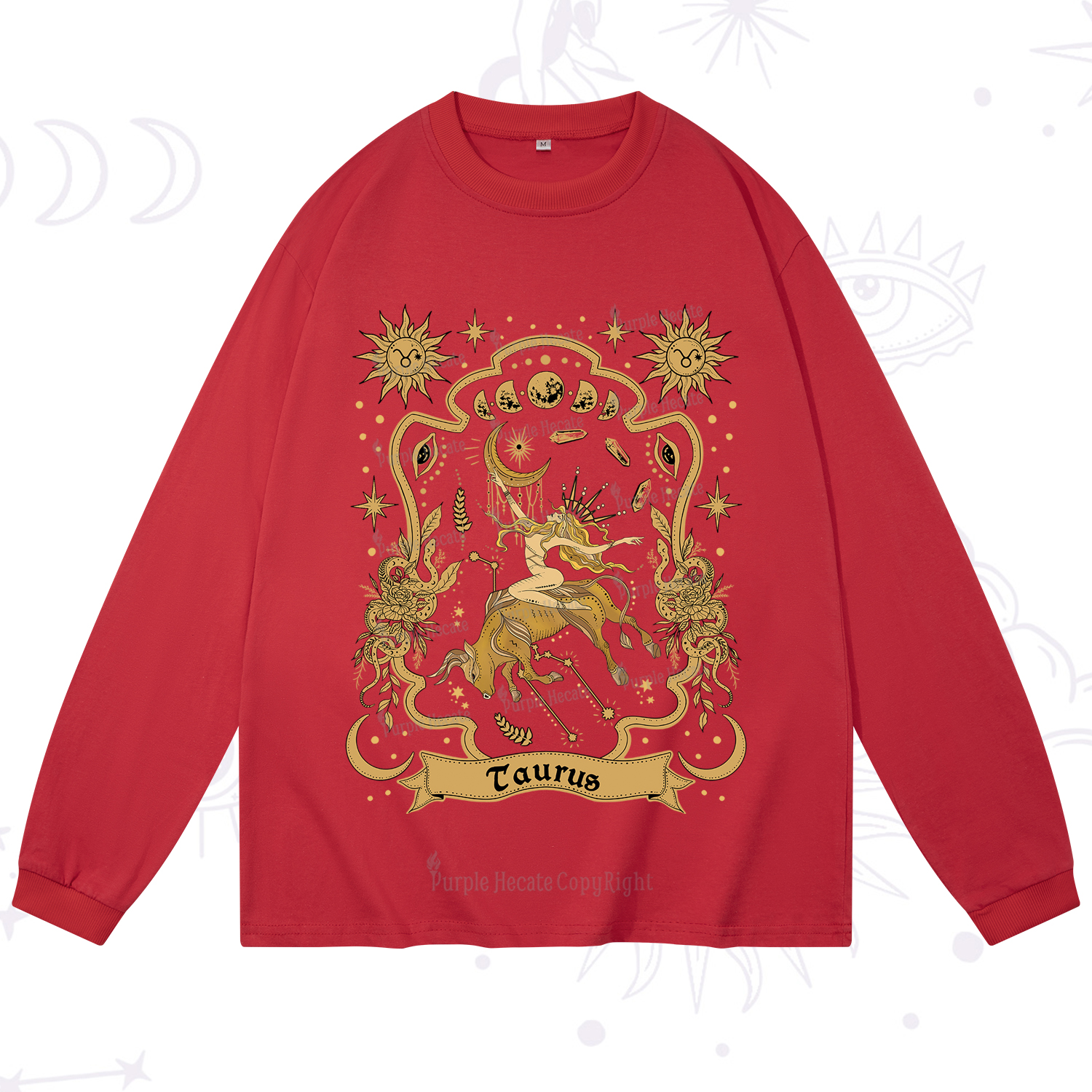Purplehecate Taurus' Astral Mirage Zodiac Long Sleeve T-Shirt